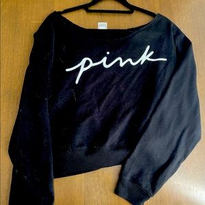 PINK off the shoulder crop sweatshirt